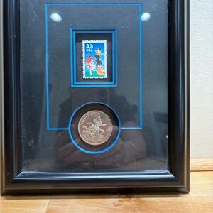 Warner Bros. Framed Stamp and Coin Art - Blue and Black